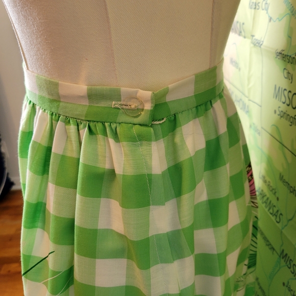 Vintage 1970s Miss Shaheen Green  Long Maxi Skirt with Butterfly Print Size 8 - Picture 4 of 16